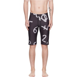 Black Printed Swim Shorts 231314M208010