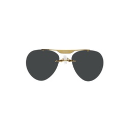Black   Gold Clip On Sunglasses 231325F005003