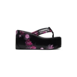 Pink   Black Holographic Sandals 231325F124009