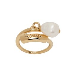 Gold Pearl Darcey Ring 231338F024003