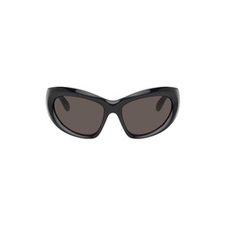 Black Wrap D Frame Sunglasses 231342M134014