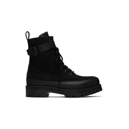Black Lace Up Ankle Boots 231343F113000