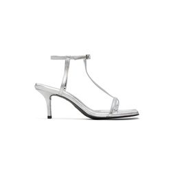 Silver Leather Heeled Sandals 231343F125001