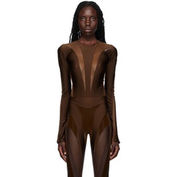 Brown Illusion Shaping Bodysuit 231345F358017