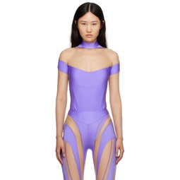 Purple   Beige Illusion Bodysuit 231345F358048