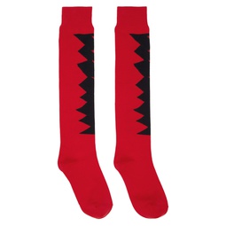 Red Graphic Socks 231347M220006