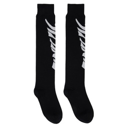 Black Calf High Socks 231347M220009