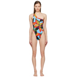 Multicolor Plunge One Piece Swimsuit 231348F103013
