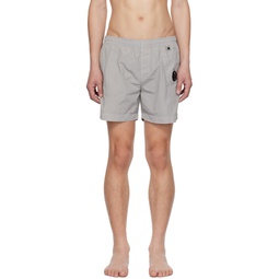 Gray Garment Dyed Swim Shorts 231357M208020