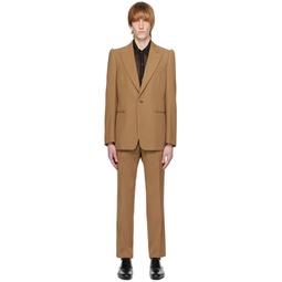 Brown Peaked Lapel Suit 231358M196012