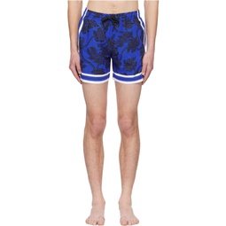 Blue Floral Swim Shorts 231358M208008