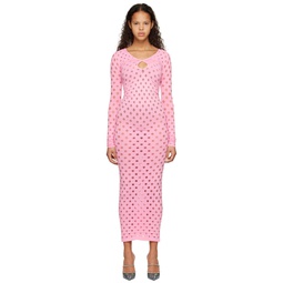 Pink Perforated Midi Dress 231370F054002