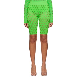 Green Perforated Shorts 231370F088001