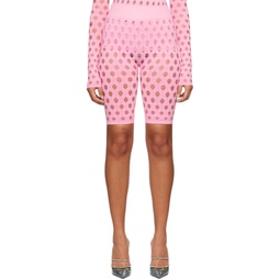 Pink Perforated Shorts 231370F088002