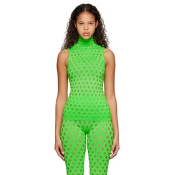 Green Perforated Tank Top 231370F099001