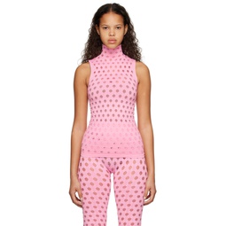 Pink Perforated Tank Top 231370F099002