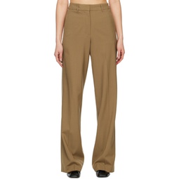 Brown Simple Line Trousers 231373F087014