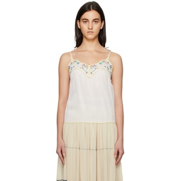 White Embroidered Tank Top 231373F111001
