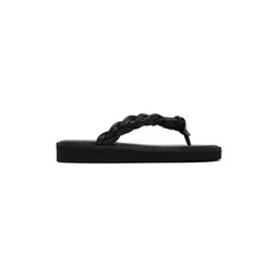 Black Braided Flat Sandals 231373F124059