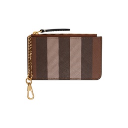Brown Exaggerated Check Coin Pouch 231376F025003
