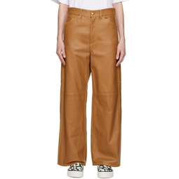 Tan Carhartt WIP Edition Leather Trousers 231379F084000