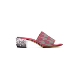 Pink   Gray Jacquard Heeled Sandals 231379F125002