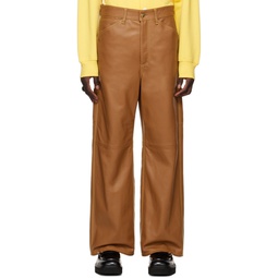 Tan Carhartt WIP Edition Single Knee Leather Pants 231379M189000