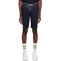 Navy Belted Shorts 231379M193010