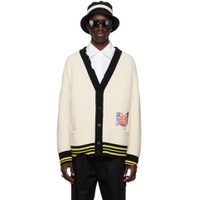 Off White Distressed Patch Cardigan 231379M200007
