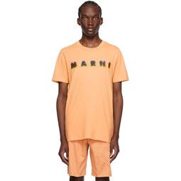 Orange Printed T Shirt 231379M213022