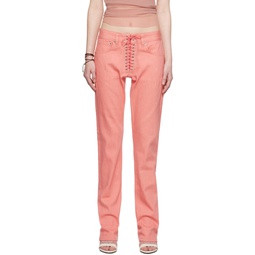 Pink Lace Up Jeans 231388F069001