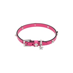 Pink Studded Leather Choker 231404F020026