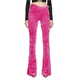 Pink Rolled Flared Lounge Pants 231404F086001
