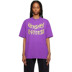 Purple Distressed T Shirt 231404F110026