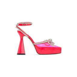 Pink Double Bow Platform Heels 231404F122040