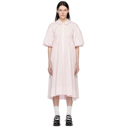 Pink Puff Sleeve Midi Dress 231405F054017