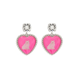 Silver   Pink Bff Earrings 231413F022004