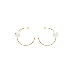 Gold Pearl   Roses Hoop Earrings 231413F022012