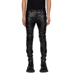 Black Indirect Faux Leather Cargo Pants 231420M188007
