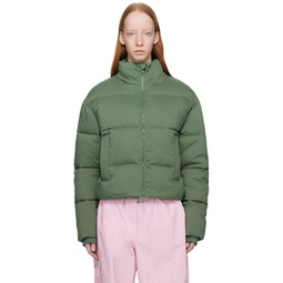 Green Cropped Puffer Jacket 231424F581006