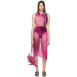 Pink Cutout Midi Dress 231427F054000
