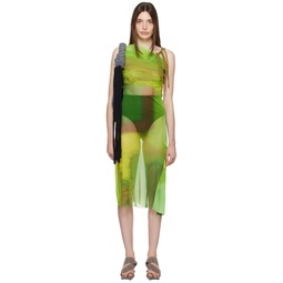 Green Cutout Midi Dress 231427F054002