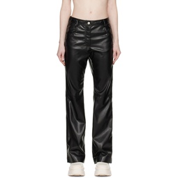 Black Paneled Faux Leather Trousers 231443F087003