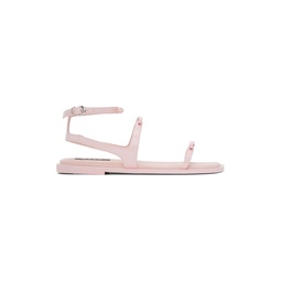 Pink Bow Flat Sandals 231443F124002