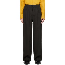 Black Pleated Trousers 231460M191007