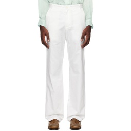 White Zip Trousers 231470M191001