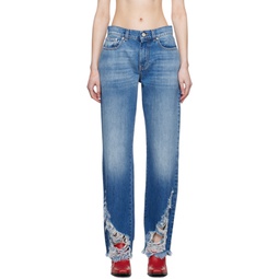 Blue Distressed Jeans 231471F069004