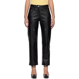 Black Kick Flare Faux Leather Trousers 231471F087000