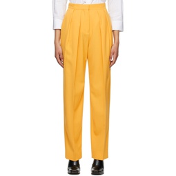 Yellow Pleated Trousers 231471F087001