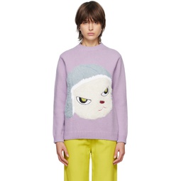 Purple Intarsia Sweater 231471F096005